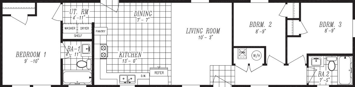 Columbia river single section 1008 floor plan home features