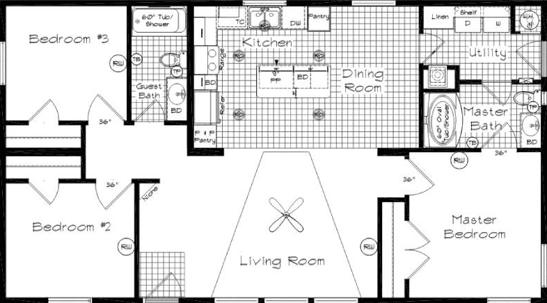 Pinehurst 2502-3 floor plan home features