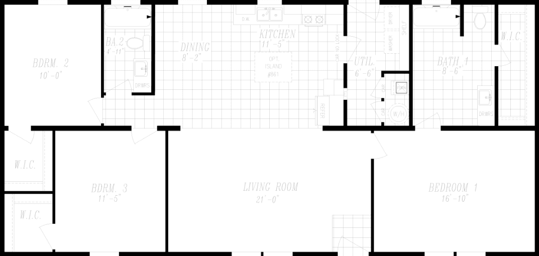 Columbia river multi-section 2032 floor plan home features